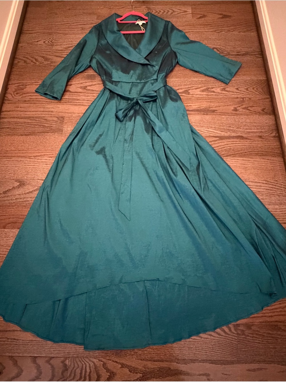 Teal High-Low Wrap Dress with Self Tie Waist - worn once!